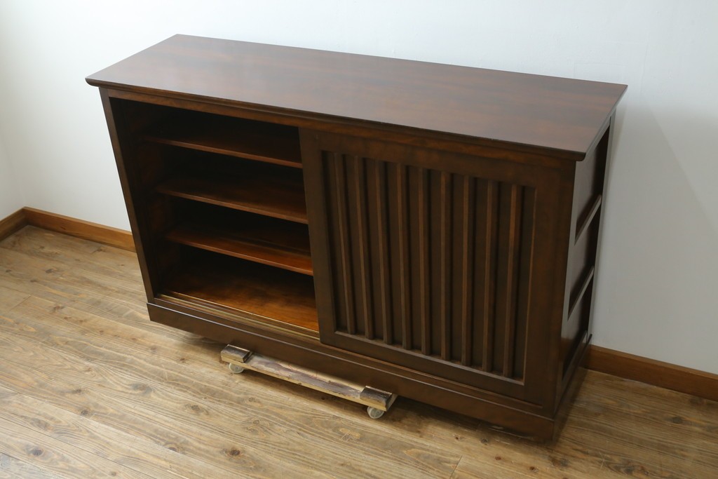 中古　美品　別注品　松本民芸家具　和モダンデザインのC型下駄箱　(R-079100)