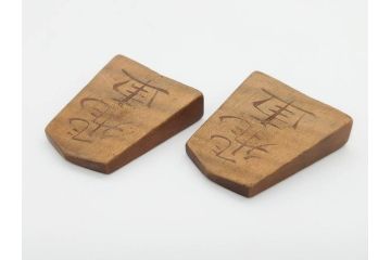 作家物　飯塚好　水無瀬書　虎斑　歳月を重ねた味わいある将棋駒(漆、盛上駒、彫埋駒、駒箱付き)(R-079112)