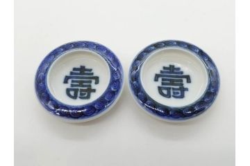 時代物　陶器　おかめ　天狗　寿　染付　様々な組み合わせが楽しめる引手6点セット(引き手、耕山、取っ手、ハンドル、把手)(R-079113)