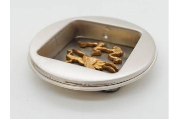 時代物　彫金　金工　緻密な毛彫りが美しい引手6点セット(引き手、鶴、ツル、鳥、花、植物、金具、ハンドル、取っ手、把手、藤原)(R-079114)