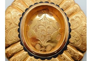 時代物　彫金　金工　緻密な毛彫りが美しい引手6点セット(引き手、鶴、ツル、鳥、花、植物、金具、ハンドル、取っ手、把手、藤原)(R-079114)