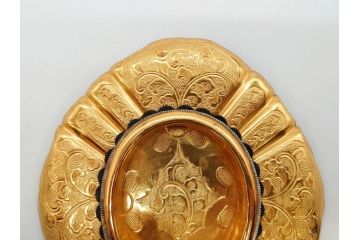 時代物　彫金　金工　緻密な毛彫りが美しい引手6点セット(引き手、鶴、ツル、鳥、花、植物、金具、ハンドル、取っ手、把手、藤原)(R-079114)