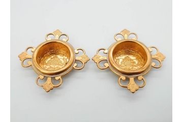 時代物　彫金　金工　緻密な毛彫りが美しい引手6点セット(引き手、鶴、ツル、鳥、花、植物、金具、ハンドル、取っ手、把手、藤原)(R-079114)
