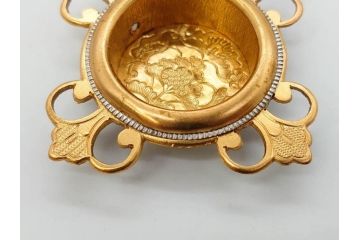 時代物　彫金　金工　緻密な毛彫りが美しい引手6点セット(引き手、鶴、ツル、鳥、花、植物、金具、ハンドル、取っ手、把手、藤原)(R-079114)