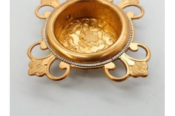 時代物　彫金　金工　緻密な毛彫りが美しい引手6点セット(引き手、鶴、ツル、鳥、花、植物、金具、ハンドル、取っ手、把手、藤原)(R-079114)