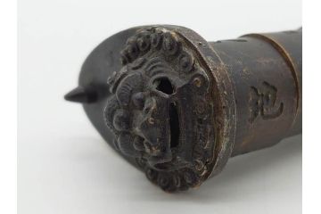 中国　古銅　錠前　重厚感のある文字合わせ錠等5点セット(李朝、朝鮮、鍵、カギ、ディスプレイ)(R-079116)
