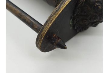 中国　古銅　錠前　重厚感のある文字合わせ錠等5点セット(李朝、朝鮮、鍵、カギ、ディスプレイ)(R-079116)