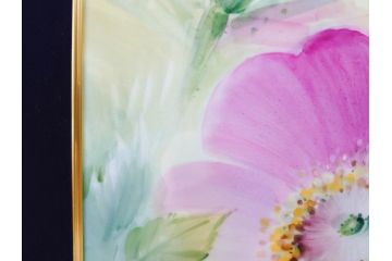 ドイツ　マイセン　Meissen　お部屋を華やかに彩る陶板画(プラーク、花、フラワー、ハンドペイント、西洋美術、額装、サイン有り)(R-079118)