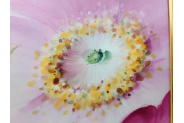 ドイツ　マイセン　Meissen　お部屋を華やかに彩る陶板画(プラーク、花、フラワー、ハンドペイント、西洋美術、額装、サイン有り)(R-079118)