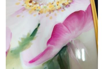 ドイツ　マイセン　Meissen　お部屋を華やかに彩る陶板画(プラーク、花、フラワー、ハンドペイント、西洋美術、額装、サイン有り)(R-079118)
