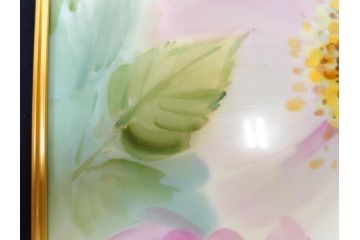 ドイツ　マイセン　Meissen　お部屋を華やかに彩る陶板画(プラーク、花、フラワー、ハンドペイント、西洋美術、額装、サイン有り)(R-079118)