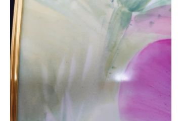 ドイツ　マイセン　Meissen　お部屋を華やかに彩る陶板画(プラーク、花、フラワー、ハンドペイント、西洋美術、額装、サイン有り)(R-079118)