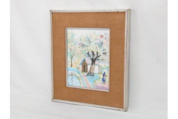 ノリタケ　NORITAKE　堂本印象　ふんわり優しい色彩が心を和ませる陶板画(プラーク、風景画、額装、陶器、サイン有り)(R-079119)