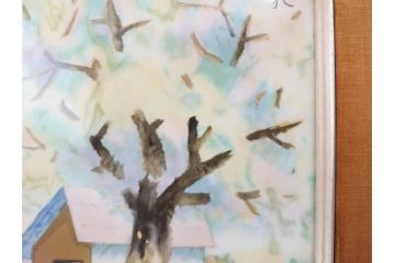 ノリタケ　NORITAKE　堂本印象　ふんわり優しい色彩が心を和ませる陶板画(プラーク、風景画、額装、陶器、サイン有り)(R-079119)