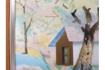 ノリタケ　NORITAKE　堂本印象　ふんわり優しい色彩が心を和ませる陶板画(プラーク、風景画、額装、陶器、サイン有り)(R-079119)