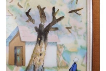 ノリタケ　NORITAKE　堂本印象　ふんわり優しい色彩が心を和ませる陶板画(プラーク、風景画、額装、陶器、サイン有り)(R-079119)