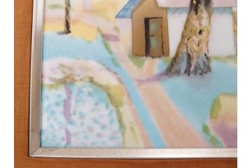 ノリタケ　NORITAKE　堂本印象　ふんわり優しい色彩が心を和ませる陶板画(プラーク、風景画、額装、陶器、サイン有り)(R-079119)
