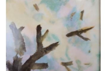 ノリタケ　NORITAKE　堂本印象　ふんわり優しい色彩が心を和ませる陶板画(プラーク、風景画、額装、陶器、サイン有り)(R-079119)