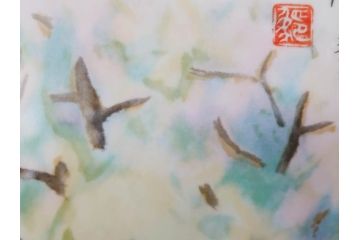 ノリタケ　NORITAKE　堂本印象　ふんわり優しい色彩が心を和ませる陶板画(プラーク、風景画、額装、陶器、サイン有り)(R-079119)