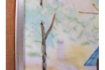 ノリタケ　NORITAKE　堂本印象　ふんわり優しい色彩が心を和ませる陶板画(プラーク、風景画、額装、陶器、サイン有り)(R-079119)