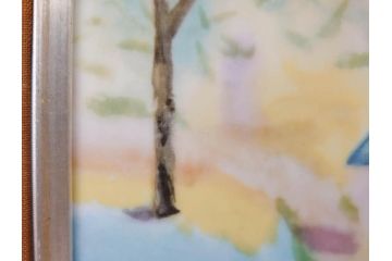 ノリタケ　NORITAKE　堂本印象　ふんわり優しい色彩が心を和ませる陶板画(プラーク、風景画、額装、陶器、サイン有り)(R-079119)