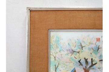 ノリタケ　NORITAKE　堂本印象　ふんわり優しい色彩が心を和ませる陶板画(プラーク、風景画、額装、陶器、サイン有り)(R-079119)