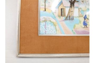 ノリタケ　NORITAKE　堂本印象　ふんわり優しい色彩が心を和ませる陶板画(プラーク、風景画、額装、陶器、サイン有り)(R-079119)