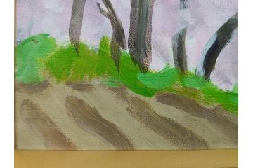 真作　野溝嘉彦　「風越山と桜」　F6(6号)　絵画(油絵、油彩、風景、桜、山、春、額装、肉筆、サイン入り)(R-079120)