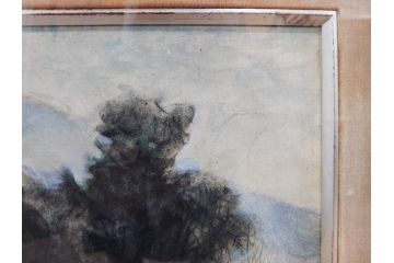 真作　1974年　サイタ亨　「草津天狗山 しゃくなげの咲く頃」　F6(6号)　絵画(鉛筆、水彩、DR.T.SAITA、サイン入り、落款印、肉筆、風景、花、山、額装)(R-079121)