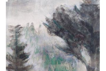 真作　1974年　サイタ亨　「草津天狗山 しゃくなげの咲く頃」　F6(6号)　絵画(鉛筆、水彩、DR.T.SAITA、サイン入り、落款印、肉筆、風景、花、山、額装)(R-079121)