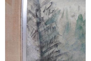 真作　1974年　サイタ亨　「草津天狗山 しゃくなげの咲く頃」　F6(6号)　絵画(鉛筆、水彩、DR.T.SAITA、サイン入り、落款印、肉筆、風景、花、山、額装)(R-079121)