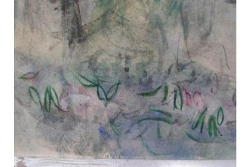真作　1974年　サイタ亨　「草津天狗山 しゃくなげの咲く頃」　F6(6号)　絵画(鉛筆、水彩、DR.T.SAITA、サイン入り、落款印、肉筆、風景、花、山、額装)(R-079121)