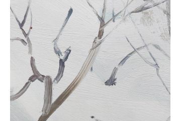 真作　野溝嘉彦　「塩の道・雪」　F10(10号)　絵画(油絵、油彩、肉筆、サイン入り、雪山、冬、風景、山村、額装)(R-079122)