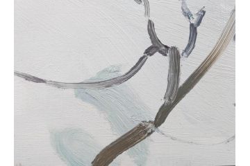 真作　野溝嘉彦　「塩の道・雪」　F10(10号)　絵画(油絵、油彩、肉筆、サイン入り、雪山、冬、風景、山村、額装)(R-079122)