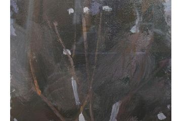 真作　野溝嘉彦　「塩の道・雪」　F10(10号)　絵画(油絵、油彩、肉筆、サイン入り、雪山、冬、風景、山村、額装)(R-079122)