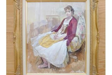 真作　吉野谷幸重　「踊り子」　F12(12号)　絵画(油絵、油彩、人物画、女性、バレリーナ、肉筆、サイン入り、額装)(R-079123)