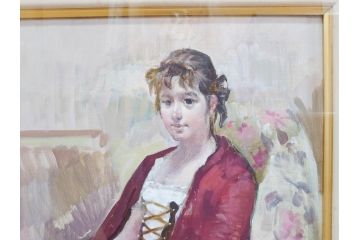 真作　吉野谷幸重　「踊り子」　F12(12号)　絵画(油絵、油彩、人物画、女性、バレリーナ、肉筆、サイン入り、額装)(R-079123)