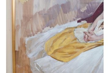 真作　吉野谷幸重　「踊り子」　F12(12号)　絵画(油絵、油彩、人物画、女性、バレリーナ、肉筆、サイン入り、額装)(R-079123)