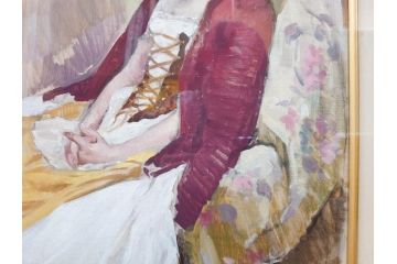 真作　吉野谷幸重　「踊り子」　F12(12号)　絵画(油絵、油彩、人物画、女性、バレリーナ、肉筆、サイン入り、額装)(R-079123)