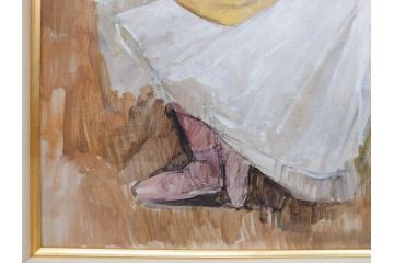 真作　吉野谷幸重　「踊り子」　F12(12号)　絵画(油絵、油彩、人物画、女性、バレリーナ、肉筆、サイン入り、額装)(R-079123)