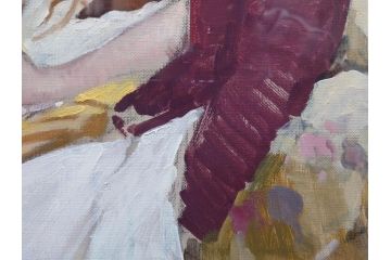 真作　吉野谷幸重　「踊り子」　F12(12号)　絵画(油絵、油彩、人物画、女性、バレリーナ、肉筆、サイン入り、額装)(R-079123)