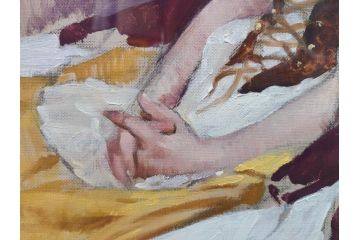 真作　吉野谷幸重　「踊り子」　F12(12号)　絵画(油絵、油彩、人物画、女性、バレリーナ、肉筆、サイン入り、額装)(R-079123)