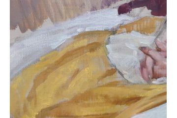 真作　吉野谷幸重　「踊り子」　F12(12号)　絵画(油絵、油彩、人物画、女性、バレリーナ、肉筆、サイン入り、額装)(R-079123)