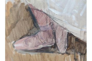 真作　吉野谷幸重　「踊り子」　F12(12号)　絵画(油絵、油彩、人物画、女性、バレリーナ、肉筆、サイン入り、額装)(R-079123)
