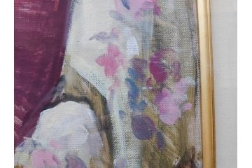 真作　吉野谷幸重　「踊り子」　F12(12号)　絵画(油絵、油彩、人物画、女性、バレリーナ、肉筆、サイン入り、額装)(R-079123)