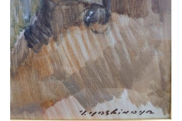 真作　吉野谷幸重　「踊り子」　F12(12号)　絵画(油絵、油彩、人物画、女性、バレリーナ、肉筆、サイン入り、額装)(R-079123)