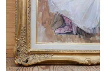 真作　吉野谷幸重　「踊り子」　F12(12号)　絵画(油絵、油彩、人物画、女性、バレリーナ、肉筆、サイン入り、額装)(R-079123)