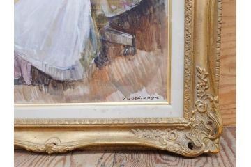 真作　吉野谷幸重　「踊り子」　F12(12号)　絵画(油絵、油彩、人物画、女性、バレリーナ、肉筆、サイン入り、額装)(R-079123)