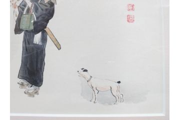 真作　洋画家・版画家　和田三造　「虚無僧」 「舟やど」 「花売り」　ノスタルジーな雰囲気を感じる木版画3点セット(昭和職業絵尽、京都版画院、絵画、人物、職業、女性、男性、子供、動物、壁掛け、額装、外箱付き)(R-079124)　
