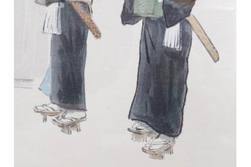 真作　洋画家・版画家　和田三造　「虚無僧」 「舟やど」 「花売り」　ノスタルジーな雰囲気を感じる木版画3点セット(昭和職業絵尽、京都版画院、絵画、人物、職業、女性、男性、子供、動物、壁掛け、額装、外箱付き)(R-079124)　